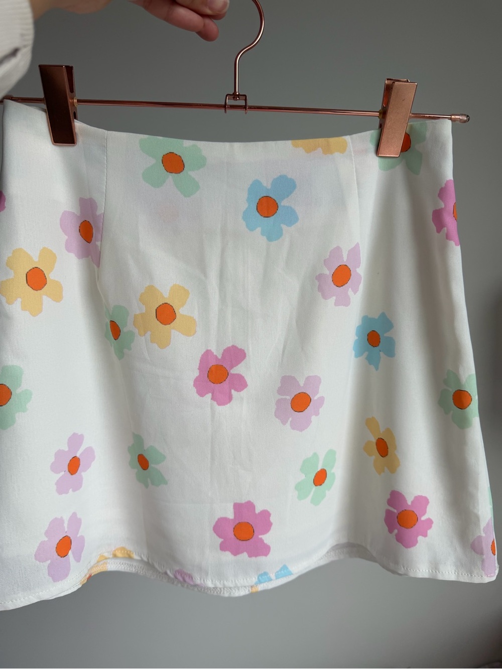 Princess Polly White Mini Skirt with Pastel Floral Print